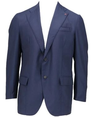 Isaia Single-Breasted Notched-Lapels Blazer - Blue
