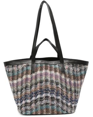 Missoni Medium Caperdoni Wave Trapezoid Tote Bag - White