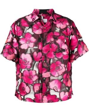 4SDESIGNS Floral-Print Short-Sleeve Shirt - Pink