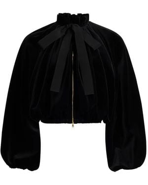 Patou Balloon-Sleeve Velvet Jacket - Black