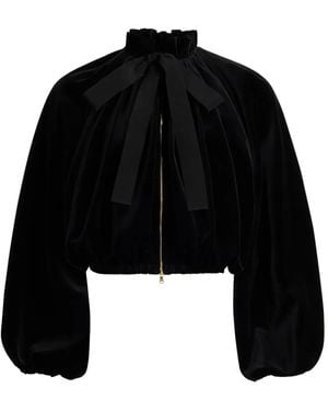 Patou Balloon-Sleeve Velvet Jacket - Black