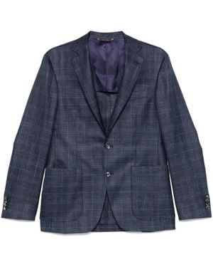 Canali Check-Pattern Blazer - Blue