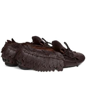 Alberta Ferretti Loafer Mit Federn Und Fransen - Braun