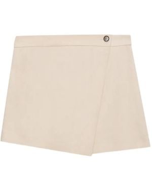MSGM Button Asymmetric Shorts - Natural