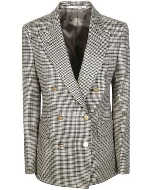Tagliatore Houndstooth Double-Breasted Blazer - Gray