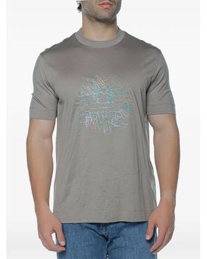 Emporio Armani Logo-Embroidered T-Shirt - Grey