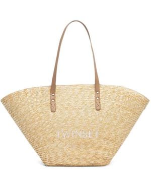 Twinset Borsa Da Mare Con Logo Ricamato - Neutro