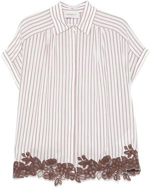 ERMANNO FIRENZE Striped Floral Shirt - White