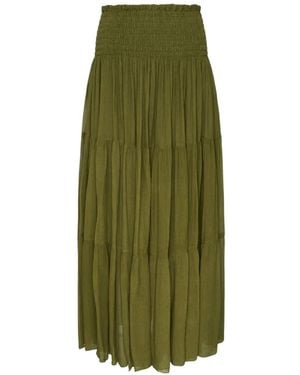 Club21 Collection Daria Tiered Crinkled Skirt - Green
