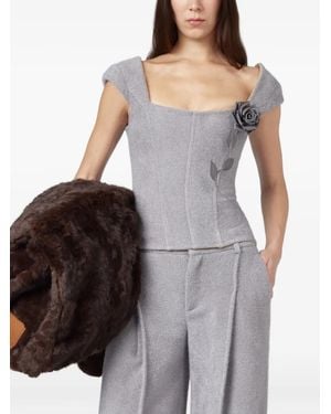 GIUSEPPE DI MORABITO Rose-Appliqué Corset-Style Top - Gray