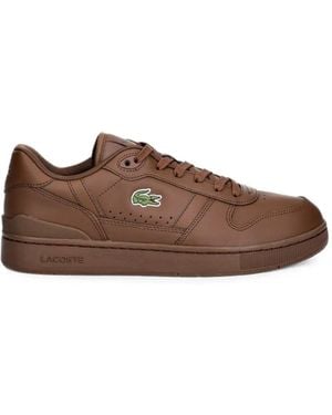 Lacoste T-Clip Logo-Patch Leather Sneakers - Brown