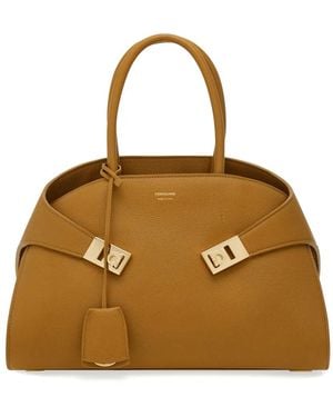 Ferragamo Hug Small Leahter Tote Bag - Metallic