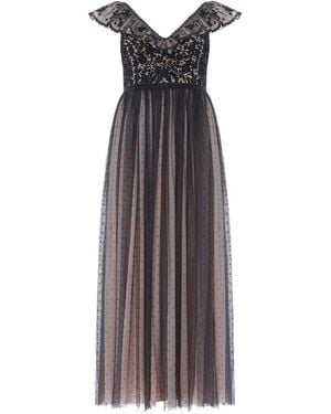 Needle & Thread Lace-Detail Ruffled Dress - Purple