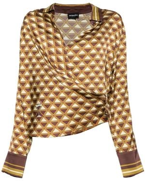 retroféte Bluse Mit Geometrischem Print - Mettallic