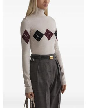 Mugler Oberteil Mit Argyle-Muster - Grau