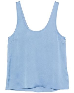 Anine Bing Lea Silk Scoop-Neck Top - Blue