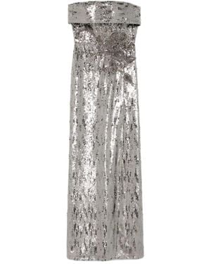Elie Saab Sequin-Embellished Strapless Maxi Dress - Grey