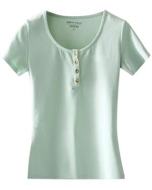 Guess X North Sails Ribbed-Knit T-Shirt - Green