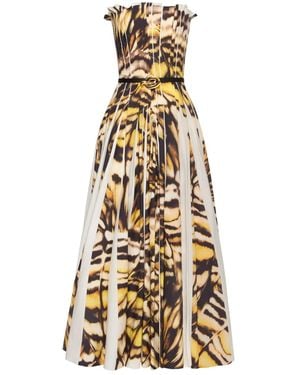 Oscar de la Renta Robe Mi-Longue Abstract Butterfly - Métallisé
