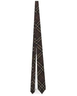 Burberry Check Silk Tie - White