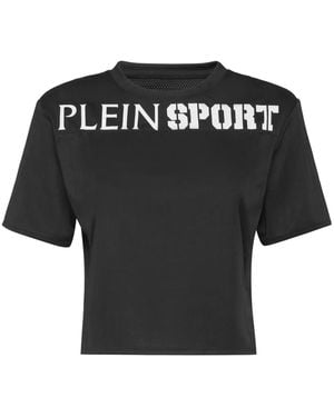 Philipp Plein Cropped T-Shirt Round Neck Ss - Black