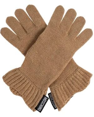 Moschino Logo-Patch Knitted Gloves - Brown
