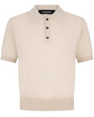 DSquared² Button-Fastening Knit Polo Shirt - Natural