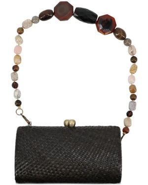 Serpui Liz Beaded-Strap Clutch Bag - Zwart