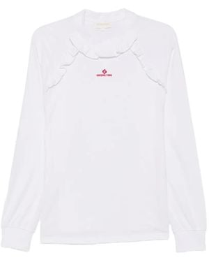 ShuShu/Tong Ruffle-Trimmed Logo-Embroidered T-Shirt - White