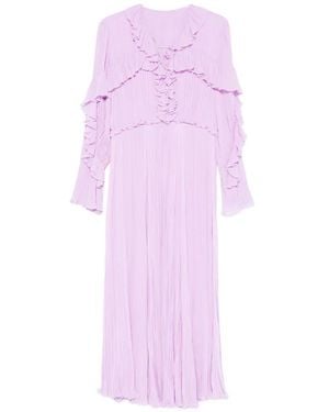 Alberta Ferretti Ruffled Pleated Maxi Dress - Pink