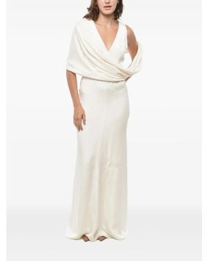 Max Mara Satin Mermaid Maxi Dress - White