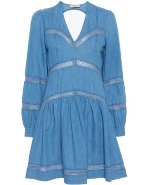 Twinset Flared Denim Mini Dress - Blue