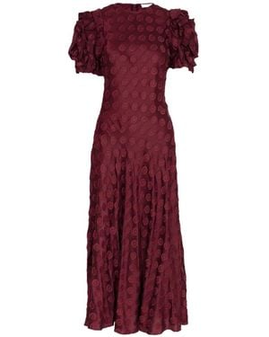 Ulla Johnson Elvia Ruffled Coupé-Dots Dress - Red