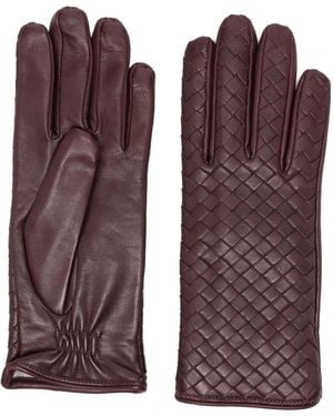 Manokhi Woven Leather Gloves - Purple