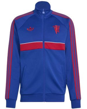 adidas Manchester United Logo-Embroidered Track Jacket - Blue