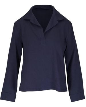 Peter Cohen Cate Bluse Mit Spreizkragen - Blau