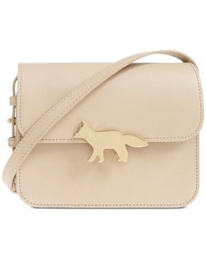 Maison Kitsuné Edie Fox-Plaque Shoulder Bag - Natural
