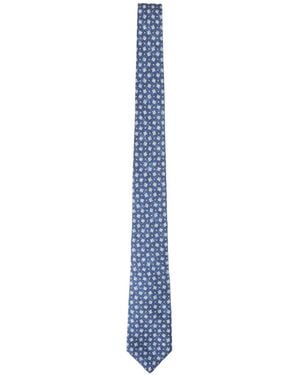 Kiton Floral-Print Tie - Blue