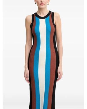 Silvian Heach Striped-Pattern Fringe Maxi Dress - Blue