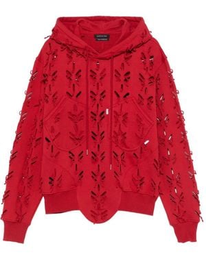 JUNTAE KIM Hoodie À Découpes Au Laser - Rouge