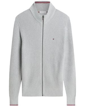 Tommy Hilfiger Zip-Up Ribbed Cardigan - Grey
