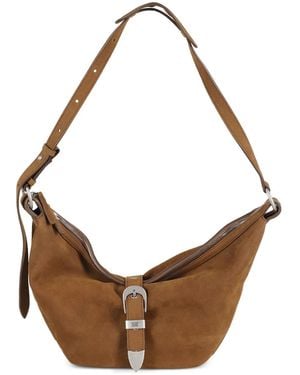 Marge Sherwood Buckle-Fastening Suede Shoulder Bag - Brown