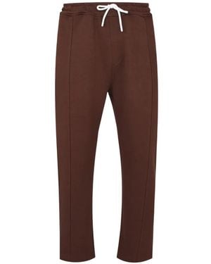 Exit Society Drawstring-Waist Embroidered Track Trousers - Brown