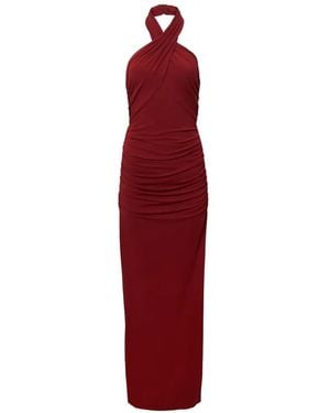 Carolina Herrera Criss-Cross Halterneck Gown - Red