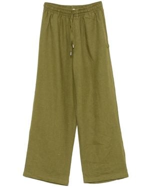 Arte' Drawstring Elasticated-Waistband Pants - Green