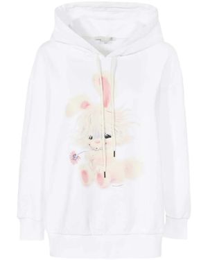 Stella McCartney Rabbit-print Ribbed Hoodie - ホワイト