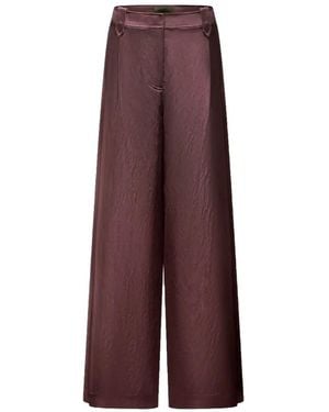 Shanghai Tang Pleated Wide-Leg Trousers - Purple