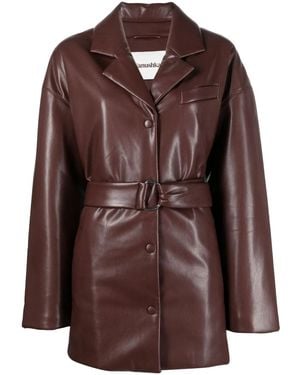 Nanushka Belted Faux-Leather Blazer - Brown