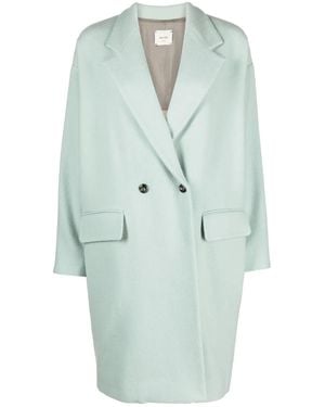 Alysi Double-Breasted Buttoned Wool Coat - Blue