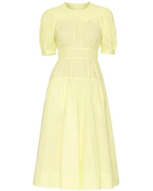 Ulla Johnson Vestido midi Marte con manga farol - Amarillo